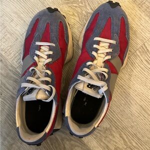 New Balance 327 red, blue and gray